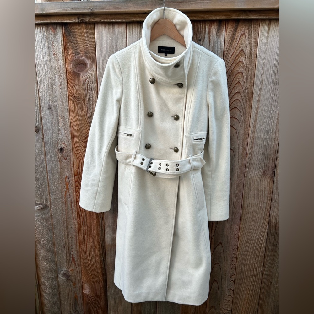 BCBG Double Breasted Belted Wool Coat